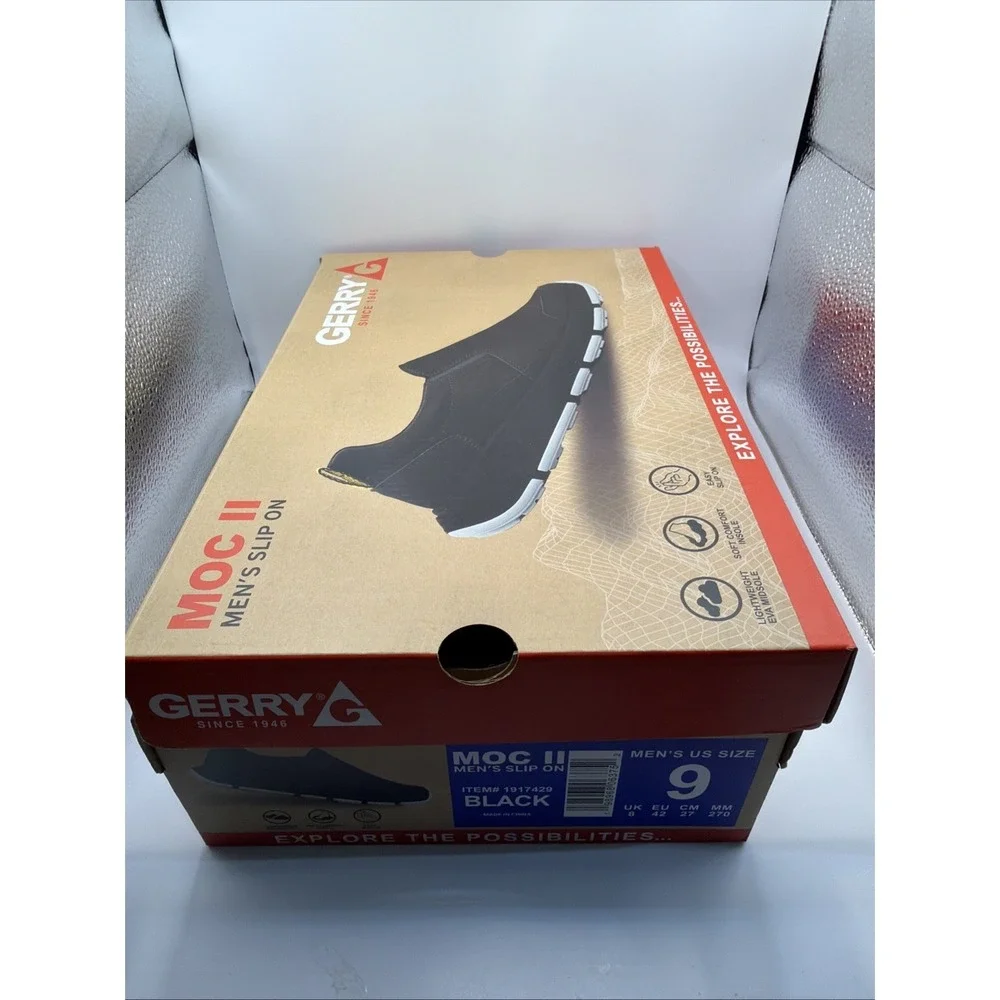 New Gerry Mens MOC II Black Slip On Shoes Hands Free Size 9‎ W/Box